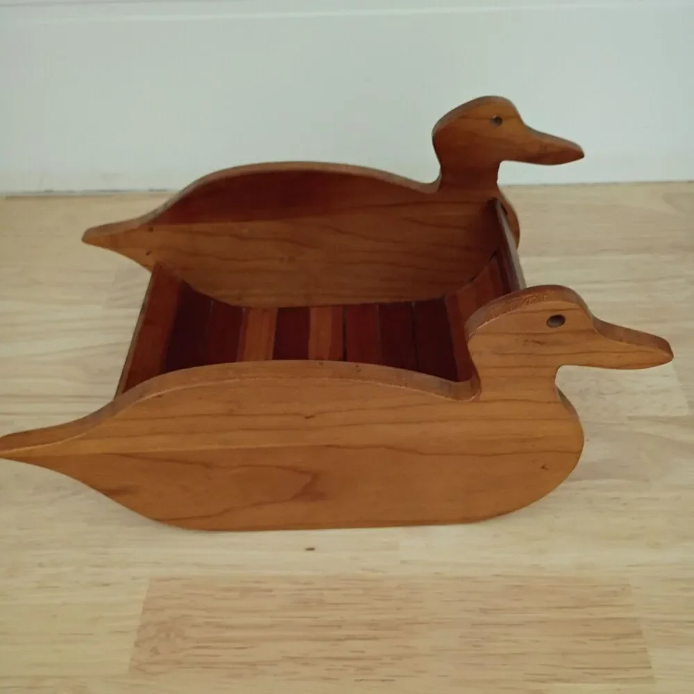 Vintage Wooden Duck Napkin Holder Versatile Farmhouse Country Decor
